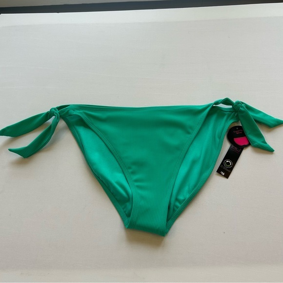 No Boundaries Ribbed Green Side Tie Swimsuit Bikini Bottoms Womens Size XL - Picture 1 of 7
